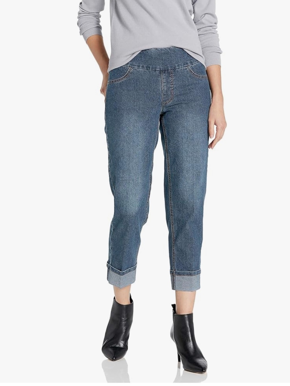 Slimsation | NEW wide band cuffed cropped jeans Sz 6